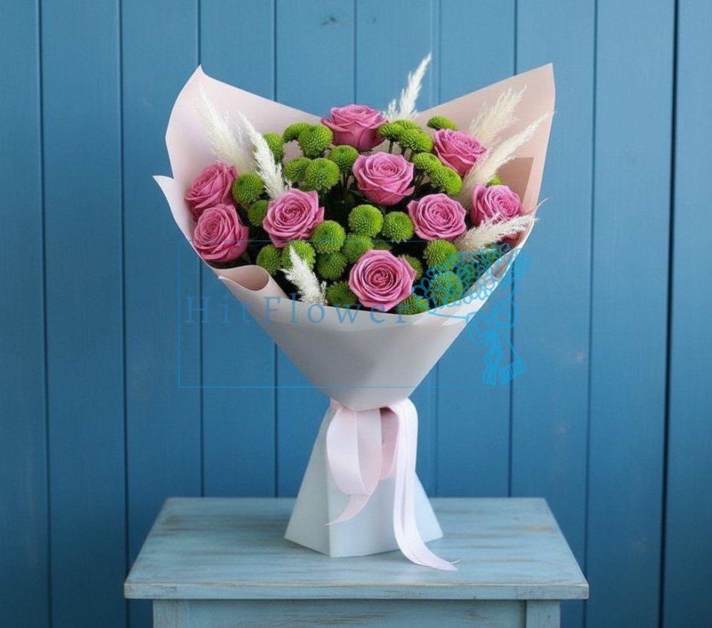 Букет цветов из: Розы и Хризантемы