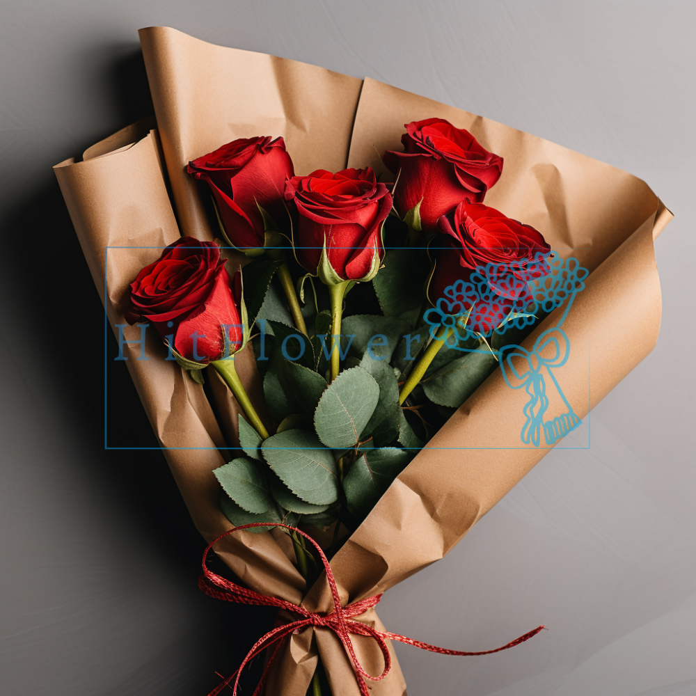 Букет 5 красных роз Букет роз 5 красных роз